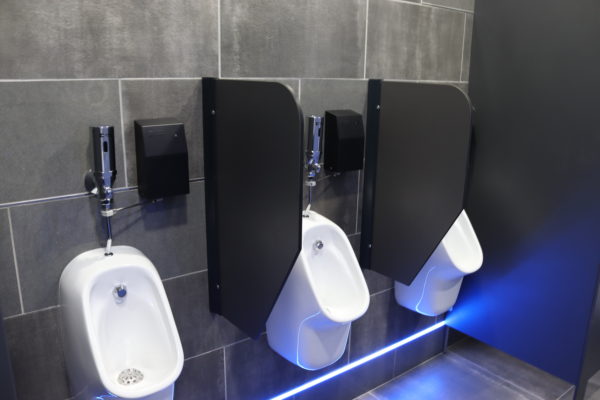 urinals with autoflush systems installed