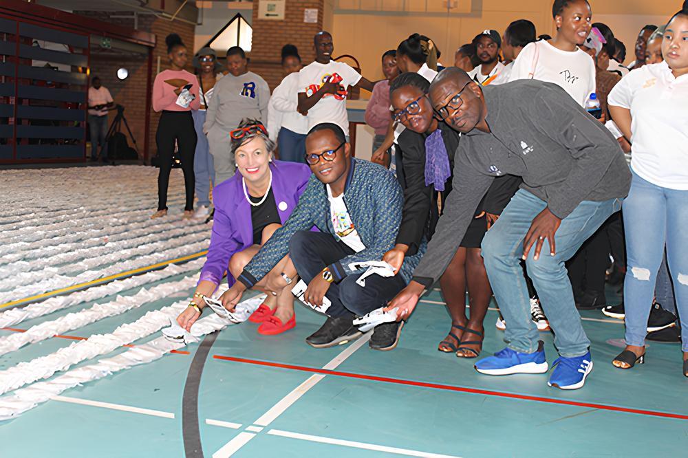 NWU Pad the way record attempt for longest line of menstrual pads