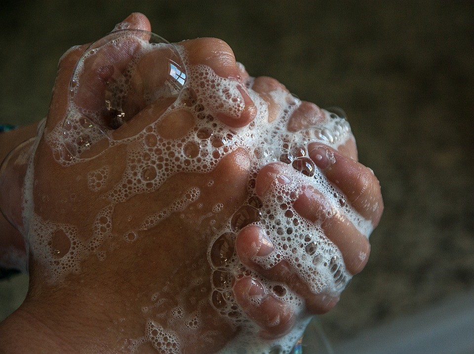washing hands to ensure hygiene
